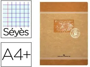 CAHIER PIQUÉ CONQUÉRANT SEPT PAPIER RECYCLÉ ENCRE OFFSET BASE VÉGÉTALE A4+ 24X32CM 96 PAGES 70G SÉYÈS