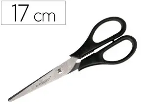 CISEAUX BUREAU Q-CONNECT ÉCONOMIQUE DROITIER LAMES INOX 170MM BRANCHES GAINÉES ABS BOUTS POINTUS COLORIS NOIR