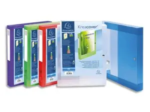BOITE DE CLASSEMENT EXACOMPTA KREACOVER PERSONNALISABLE PP  FERMETURE PRESSION DOS 40 MM  25X33 CM COLORIS TRANSPARENT