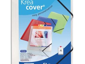 CHEMISE 3 RABATS EXACOMPTA KREA COVER A4 COUVERTURE PERSONNALISABLE PP TRANSPARENT COLORIS BLANC