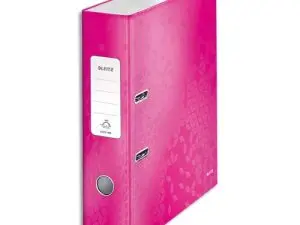CLASSEUR LEVIER LEITZ WOW 318X285MM SURFACE PELLICULÉE DOS 80MM OEILLET PRÉHENSION GRIFFES BLOCAGE 600F COLORIS ROSE
