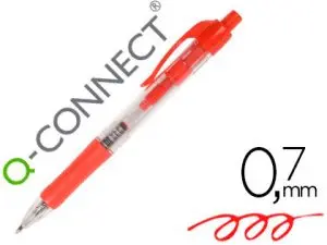 STYLO-BILLE Q-CONNECT RÉTRACTABLE ÉCRITURE MOYENNE 0.7MM ENCRE CLASSIQUE CLIP GRIP PRÉHENSION COULEUR ENCRE ROUGE