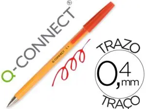STYLO-BILLE Q-CONNECT ÉCRITURE FINE 0.3MM ENCRE CLASSIQUE BILLE INDÉFORMABLE CAPUCHON ENCRE COULEUR ROUGE