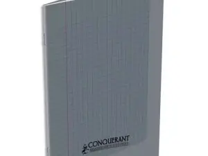 CAHIER PIQUÉ CONQUÉRANT CLASSIQUE COUVERTURE POLYPROPYLÈNE RIGIDE TRANSPARENTE A5+ 17X22CM 48 PAGES 90G SÉYÈS GRIS