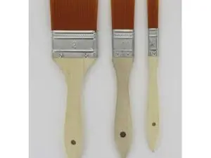 BROSSE PLATE O'COLOR SPLATER POILS SYNTHETIQUE 12/25/50MM NYLON SOUPLES NERVEUX VIROLE ALUMINIUM MANCHE BOIS NATUREL 3UN