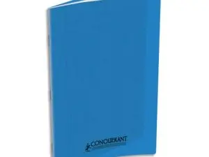 CAHIER PIQURE CONQUERANT COUVERTURE PP RIGIDE TRANSPARENTE 21X29,7CM 48P SEYES 90G COLORIS BLEU