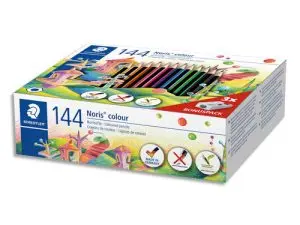 CRAYON WOPEX STAEDTLER NORIS COLOUR 185 ULTRA-RÉSISTANT COLORIS ASSORTIS COFFRET ÉCOLE 144 UNITÉS