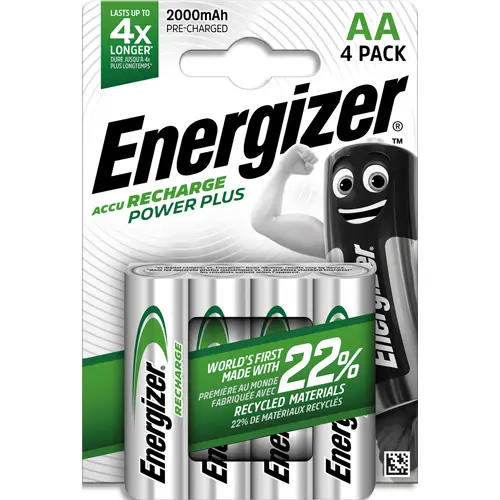 PILE ENERGIZER RECHARGEABLE POWER PLUS I.C.E. HR6 TAILLE AA 2000MAH BLISTER 4 UNITÉS