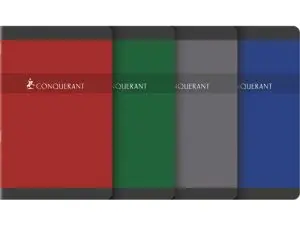 CARNET PIQUÉ CONQUÉRANT SEPT PAPIER SURFIN 70G COUVERTURE CARTE COUCHÉE VERNIE 250G 11X17CM 96 PAGES 5X5MM