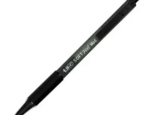 STYLO-BILLE BIC SOFT FEEL POINTE MOYENNE 1MM RÉTRACTABLE CLIP GRIP CORPS CAOUTCHOUC COULEUR NOIR