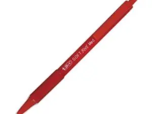 STYLO-BILLE BIC SOFT FEEL POINTE MOYENNE 1MM RÉTRACTABLE CLIP GRIP CORPS CAOUTCHOUC COULEUR ROUGE