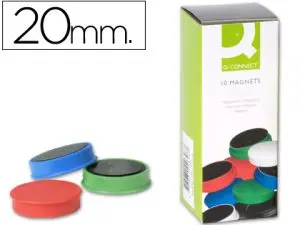 AIMANT Q-CONNECT DIAMÈTRE 20MM AFFICHAGE SIGNALISATION TOUTES SURFACES MÉTALLIQUES COLORIS ASSORTIS BOÎTE 10 UNITÉS
