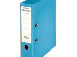 CLASSEUR LEVIER ESSELTE CHROMOS PLUS A4 POLYPROPYLÈNE GRIFFES BLOCAGE DOS 80MM GRAND PORTE-ÉTIQUETTE COLORIS BLEU CIEL