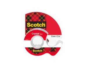 RUBAN ADHÉSIF SCOTCH CRYSTAL TRANSPARENT DÉVIDOIR CARTE 19MMX7.5M