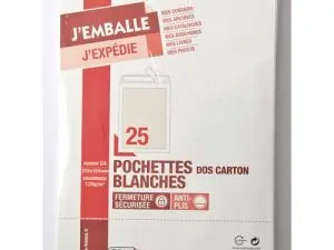POCHETTE GPV DOS CARTON 500G VÉLIN BLANC 120G ANTI-PLI C4 229X324MM SACHET 25 UNITÉS