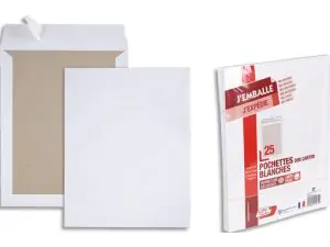 POCHETTE GPV DOS CARTON 500G VÉLIN BLANC 120G ANTI-PLI 24 260X330MM SACHET 25 UNITÉS