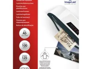 POCHETTE PLASTIFICATION FELLOWES À CHAUD POLYESTER TRANSPARENT RÉSISTANT EAU FORMAT A5 125 MICRONS BOÎTE 100 UNITÉS
