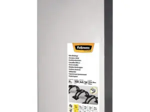 RELIURE MÉTALLIQUE FELLOWES RELIEUR PAS 3:1 34 BOUCLES A4 1/4 IN DIAMÈTRE 6.4MM COLORIS BLANC BOÎTE 100 UNITÉS