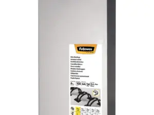 RELIURE MÉTALLIQUE FELLOWES RELIEUR PAS 3:1 34 BOUCLES A4 1/4 IN DIAMÈTRE 6.4MM COLORIS NOIR BOÎTE 100 UNITÉS