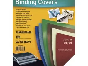 COUVERTURE FELLOWES GRAIN CUIR 250G FORMAT A4 COLORIS ROUGE PAQUET 100 UNITÉS
