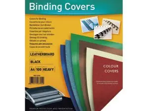 COUVERTURE FELLOWES GRAIN CUIR 250G FORMAT A4 COLORIS NOIR PAQUET 100 UNITÉS