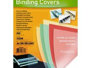 COUVERTURE FELLOWES PVC TRANSPARENT GRAMMAGE ÉCONOMIQUE 15/100E FORMAT A4 PAQUET 100 UNITÉS