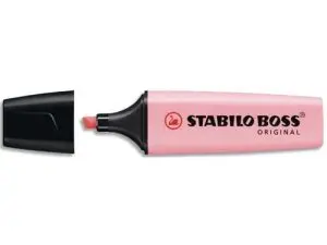 SURLIGNEUR STABILO BOSS PASTEL TRACÉ 2/5MM POINTE BISEAUTÉE ENCRE UNIVERSELLE BASE EAU RÉSISTANTE LUMIÈRE SOUPÇON ROSE
