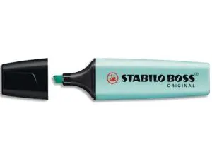 SURLIGNEUR STABILO BOSS PASTEL TRACÉ 2/5MM POINTE BISEAUTÉE ENCRE BASE EAU RÉSISTANTE LUMIÈRE TOUCHE TURQUOISE