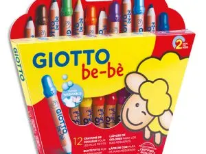 CRAYON COULEUR GIOTTO BE-BÈ MAXI TESTÉ DERMATOLOGIQUEMENT ÉTUI 12 UNITÉS + 1 TAILLE-CRAYON