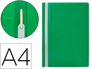 CHEMISE PRÉSENTATION Q-CONNECT À LAMELLES POLYPROPYLÈNE 18/100E DOCUMENT PERFORÉ A4 30F PORTE-ÉTIQUETTE COLORIS VERT