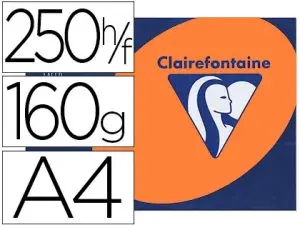 PAPIER COULEUR CLAIREFONTAINE TROPHÉE MULTIFONCTION A4 160G/M2 COULEURS INTENSES ORANGE VIF PAQUET 250 FEUILLES
