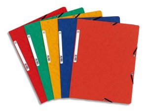 CHEMISE EXACOMPTA SANS RABAT CARTE LUSTRÉE 4,5/10E FORMAT A4 ÉLASTIQUE ÉTIQUETTE DOS COLORIS ASSORTIS LOT 10 UNITÉS