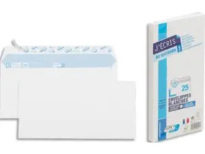ENVELOPPE GPV VÉLIN BLANC 90G DL 110X220MM ADHÉSIVE FOND GRIS PAQUET 25 UNITÉS