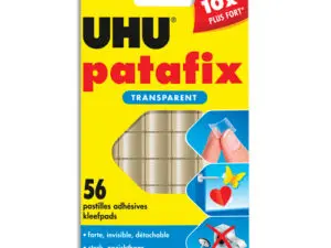 PASTILLE ADHÉSIVE UHU INVISIBLE DOUBLE FACE ULTRA-FINE FIXATION PERMANENTE ÉTUI 56 UNITÉS