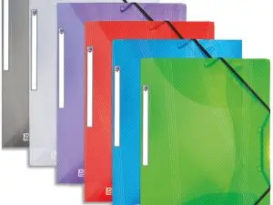 CHEMISE OXFORD HAWAÏ PP DOS RIGIDE 240X320MM DOCUMENTS A4 DOS 25MM RABATS CLIPSÉS ÉLASTIQUE 6 COLORIS ASSORTIS