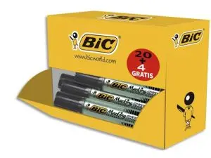 MARQUEUR BIC PERMANENT ONYX MARKER 1481 POINTE BISEAUTÉE    4/7MM TOUS SUPPORTS NOIR PACK  20 UNITÉS + 4 GRATUITS