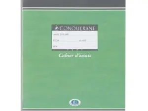 CAHIER ESSAIS PIQUÉ CONQUÉRANT SEPT COUVERTURE OFFSET TABLES DE CALCUL 17X22CM 96 PAGES 60G