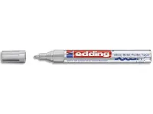 MARQUEUR EDDING PERMANENT PEINTURE E750 POINTE MOYENNE 2/4MM ENCRE LAQUÉE OPAQUE TOUS SUPPORTS RÉSISTANT CHALEUR ARGENT