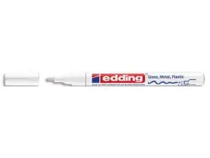 MARQUEUR EDDING PERMANENT PEINTURE E751 POINTE FINE 1/2MM ENCRE LAQUÉE OPAQUE TOUS SUPPORTS RÉSISTANT CHALEUR BLANC