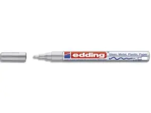 MARQUEUR EDDING PERMANENT PEINTURE E751 POINTE FINE 1/2MM ENCRE LAQUÉE OPAQUE TOUS SUPPORTS RÉSISTANT CHALEUR ARGENT