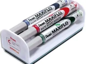 BROSSE MAGNÉTIQUE PENTEL POINTE MOYENNE TRACÉ 1.6MM INCLUS 4 MARQUEURS MAXIFLO COLORIS ASSORTIS NOIR BLEU ROUGE VERT