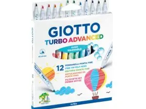 FEUTRE COLORIAGE GIOTTO TURBO ADVANCED CAPUCHON VENTILÉ POINTE FINE ENCRE BASE EAU COLO   RIS ASSORTIS ÉTUI 12 UNITÉS