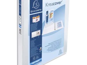 CLASSEUR EXACOMPTA 4 ANNEAUX EN D 30MM POLYPROPYLÈNE A4+ 32X27,7CM PERSONNALISABLE POCHETTES COLORIS BLANC