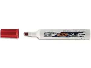 MARQUEUR BIC VELLEDA 1791 EFFAÇABLE POINTE BISEAUTÉE TRACÉ 2/5MM CORPS PLASTIQUE ENCRE CÉTONE ROUGE