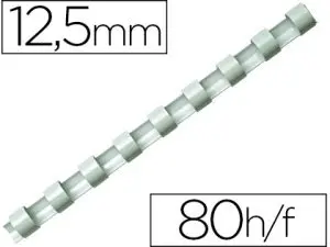 ANNEAU PLASTIQUE À RELIER FELLOWES DOS ROND CAPACITÉ 80F 12  MM DIAMÈTRE 300MM LONGUEUR COLORIS BLANC BOÎTE 100 UNITÉS