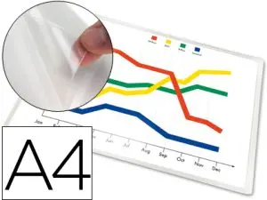 POCHETTE Q-CONNECT ADHÉSIVE POLYPROPYLÈNE TRANSPARENT 12/100E FORMAT A4 210X297MM SACHET 5 UNITÉS