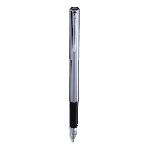 STYLO-PLUME WATERMAN GRADUATE CORPS ACIER CHROMÉ SECTION NOIRE