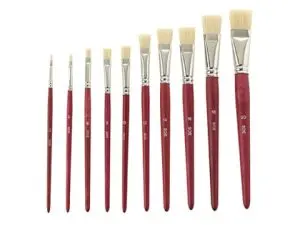 BROSSE PLATE PINSELFABRIK SOIE DE PORC Nº16 VIROLE FER BLANC NICKELÉ LOT 10 UNITÉS