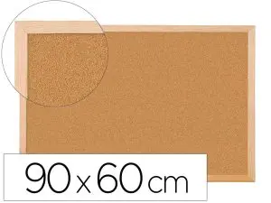 TABLEAU LIÈGE Q-CONNECT MURAL CADRE BOIS PIN NATUREL 2 FACES INCLUS 5 ÉPINGLES MÉMO FIXATION MUR ÉPAISSEUR 1MM 90X60CM