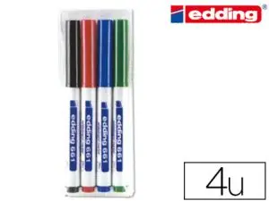 MARQUEUR EDDING E661 TABLEAU BLANC POINTE FINE OGIVE 1/2MM RÉSISTANTE ENCRE CAP-OFF FAIBLE ODEUR POCHETTE 4 UNITÉS